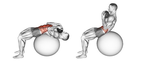 Exercise ball crunches